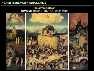 Hieronymus Bosch Haywain (Triptych). 1485-1490. Oil on panel.