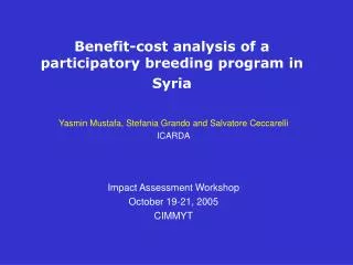 Benefit-cost analysis of a participatory breeding program in Syria