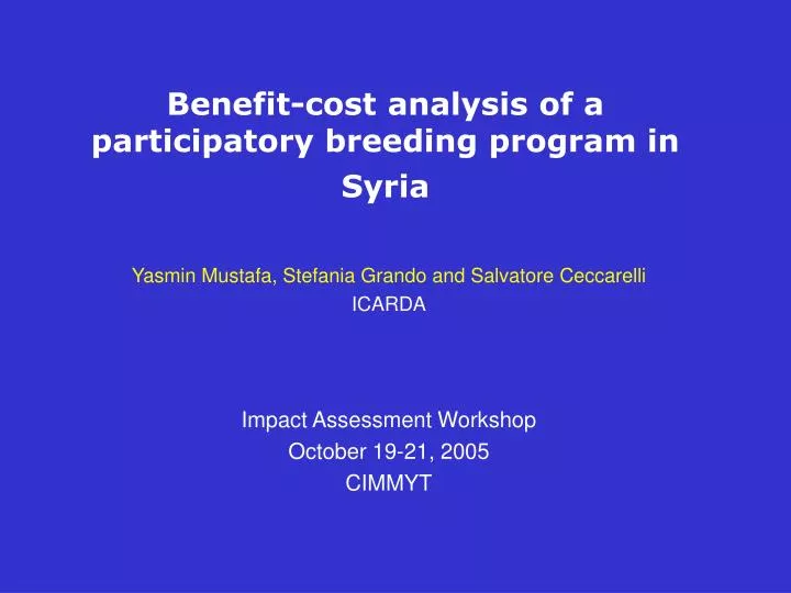 benefit cost analysis of a participatory breeding program in syria
