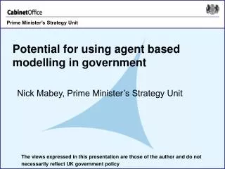 Potential for using agent based modelling in government