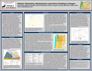Historic Seismicity, Neotectonics and Active Faulting in Oregon