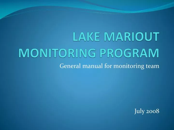 lake mariout monitoring program