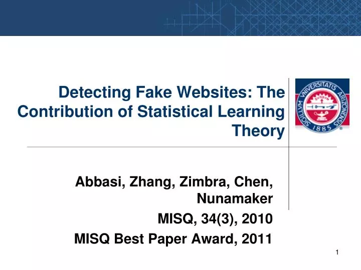 detecting fake websites the contribution of statistical learning theory