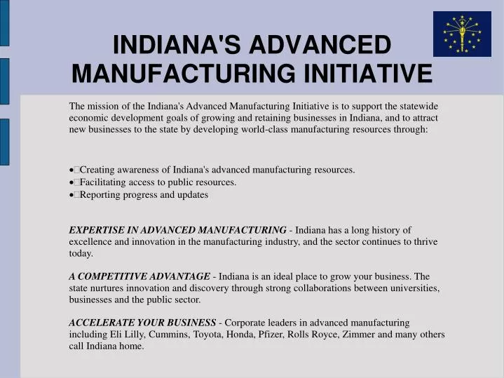 indiana s advanced manufacturing initiative