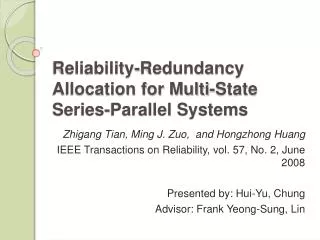 Reliability-Redundancy Allocation for Multi-State Series-Parallel Systems
