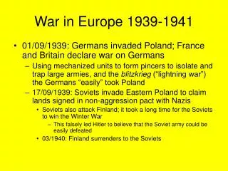 War in Europe 1939-1941