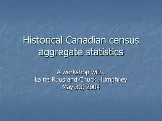 Historical Canadian census aggregate statistics