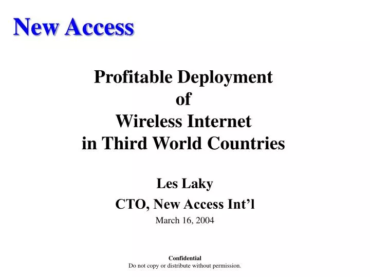 profitable deployment of wireless internet in third world countries