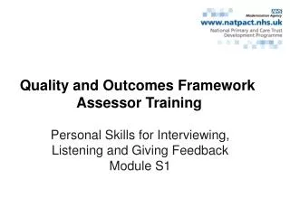 Personal Skills for Interviewing, Listening and Giving Feedback Module S1