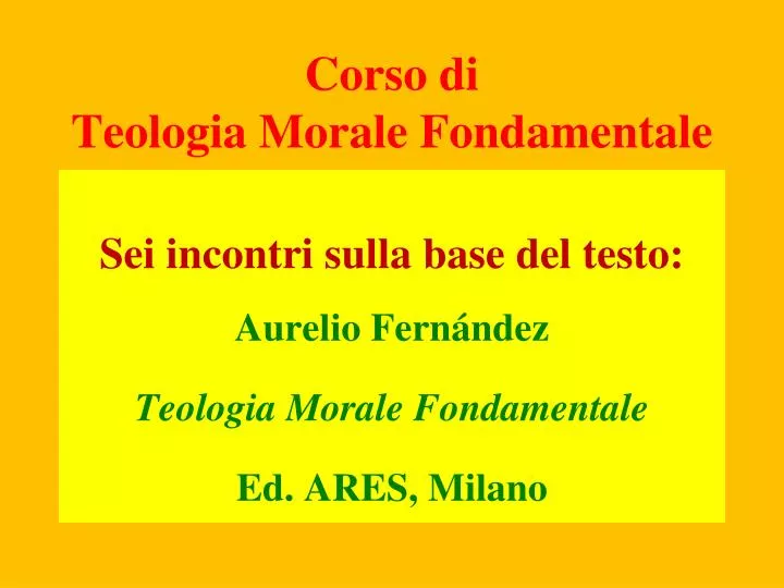 corso di teologia morale fondamentale