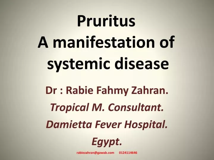 pruritus a manifestation of systemic disease