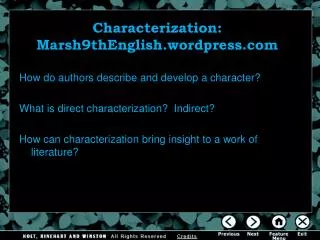 Characterization: Marsh9thEnglish.wordpress.com