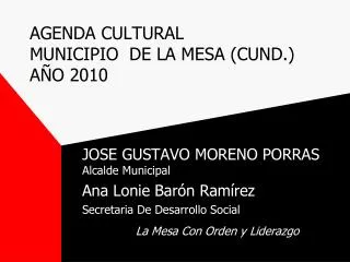 AGENDA CULTURAL MUNICIPIO DE LA MESA (CUND.) AÑO 2010