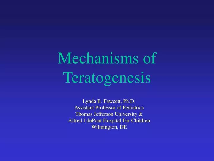 mechanisms of teratogenesis