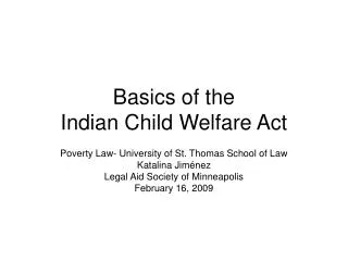 Basics of the Indian Child Welfare Act