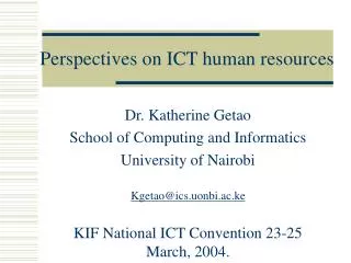Perspectives on ICT human resources