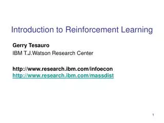 Introduction to Reinforcement Learning