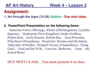 AP Art History Week 4 – Lesson 2