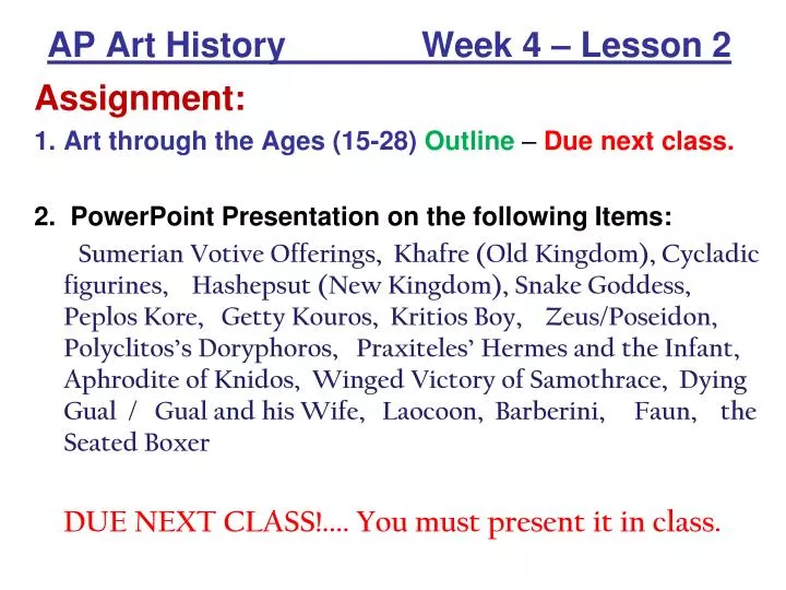 ap art history week 4 lesson 2