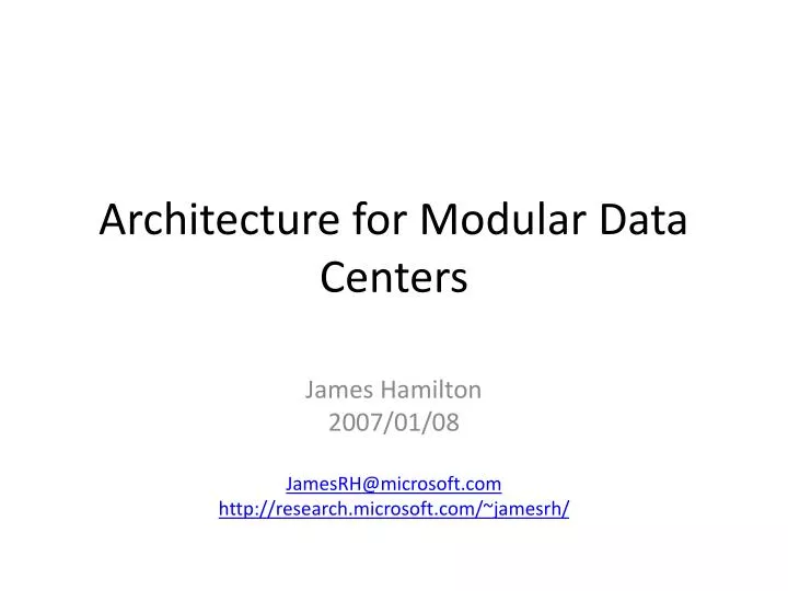 architecture for modular data centers