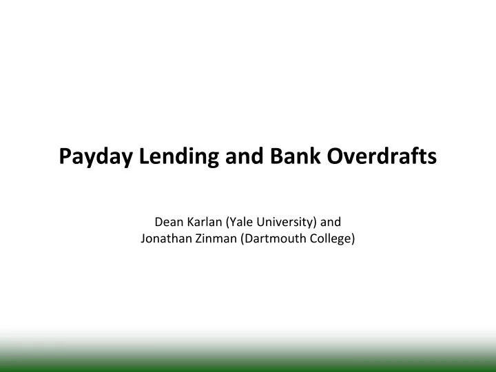 payday lending and bank overdrafts