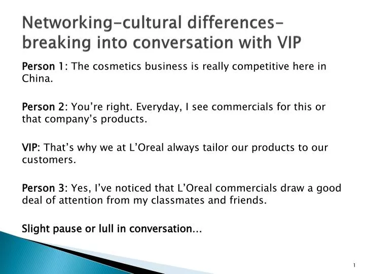 networking cultural differences breaking into conversation with vip