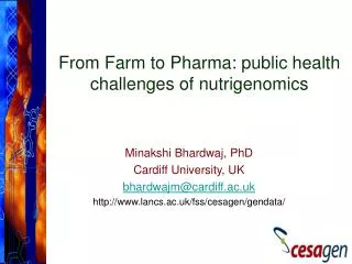 From Farm to Pharma: public health challenges of nutrigenomics