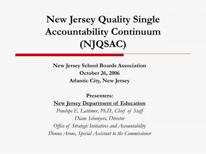 new jersey quality single accountability continuum njqsac