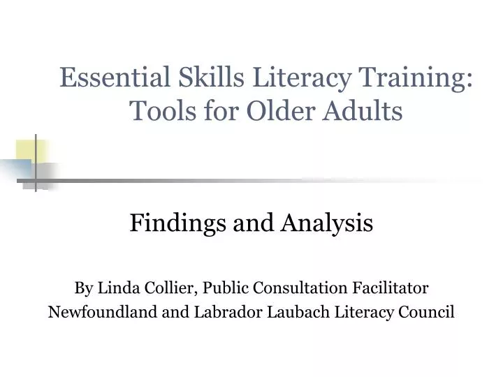 essential skills literacy training tools for older adults