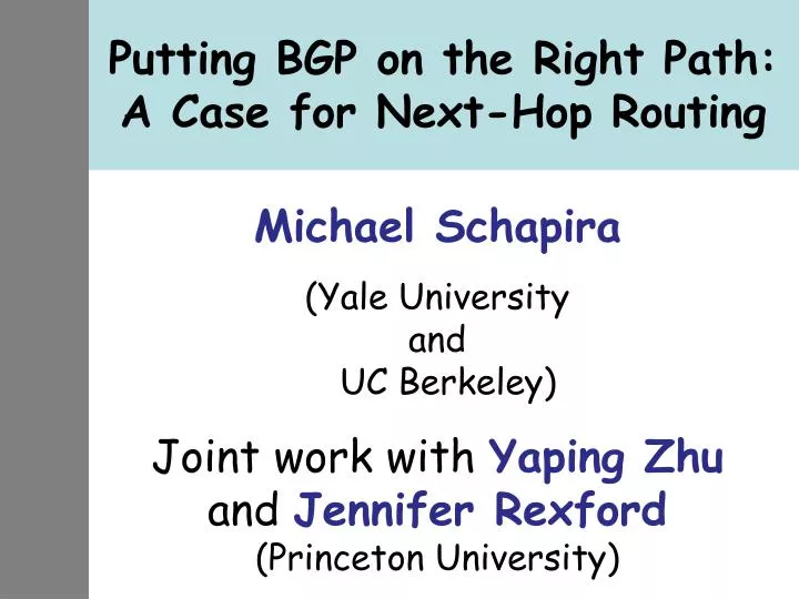 putting bgp on the right path a case for next hop routing
