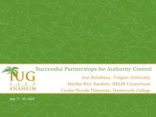 Successful Partnerships for Authority Control