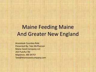 Maine Feeding Maine And Greater New England