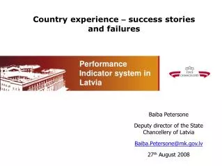 Country experience – success stories and failures