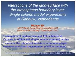 Interactions of the land-surface with the atmospheric boundary layer: Single column model experiments at Cabauw, Nethe