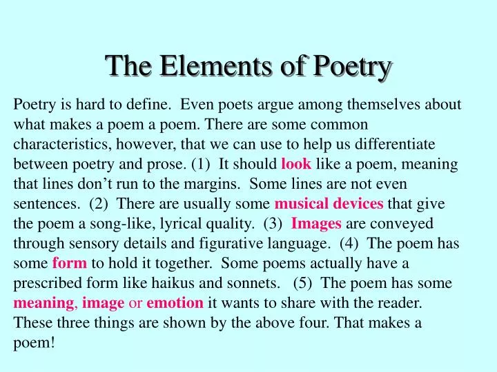 the elements of poetry