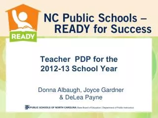 Teacher PDP for the 2012-13 School Year