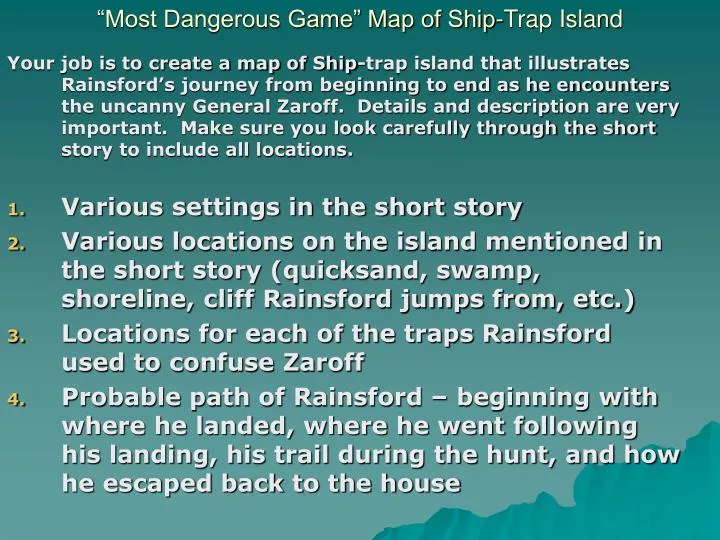 most dangerous game map of ship trap island