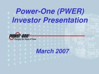 Power-One (PWER) Investor Presentation