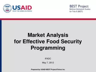 Market Analysis for Effective Food Security Programming