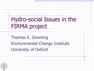 Hydro-social Issues in the FIRMA project