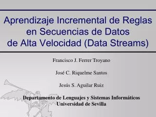aprendizaje incremental de reglas en secuencias de datos de alta velocidad data streams