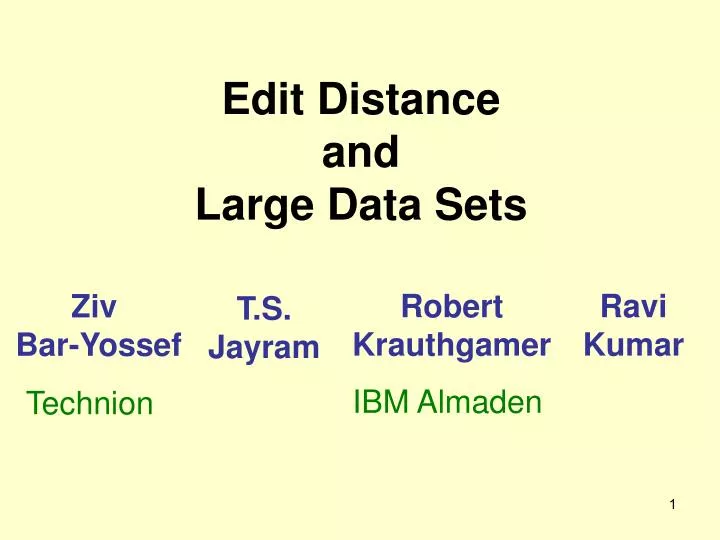 edit distance and large data sets