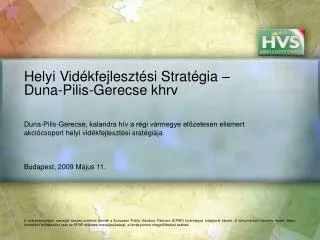 Helyi Vidékfejlesztési Stratégia – Duna-Pilis-Gerecse khrv