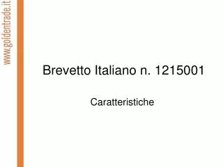 Brevetto Italiano n. 1215001
