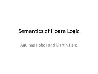 Semantics of Hoare Logic