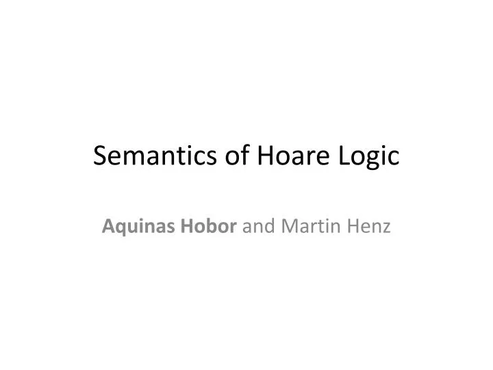 semantics of hoare logic