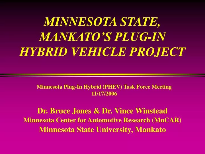 minnesota state mankato s plug in hybrid vehicle project