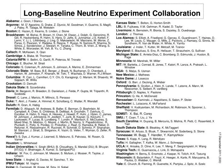 long baseline neutrino experiment collaboration