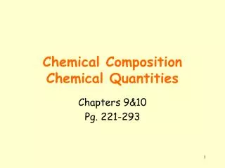 Chemical Composition Chemical Quantities