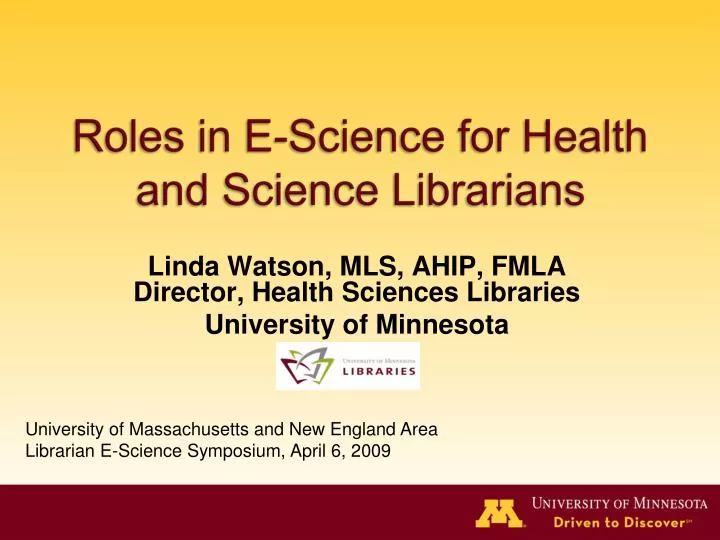 roles in e science for health and science librarians